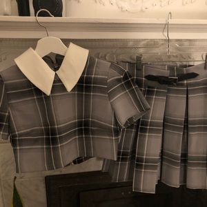 Deandri Matching Gray Plaid Set